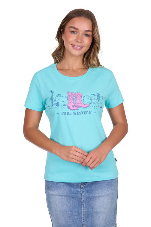 Pure Western Womens Shelly S/S Tee (P5S2598104) Turquoise