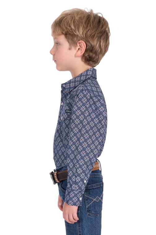 Pure Western Boys Douglas L/S Shirt (P5S3100070) Navy/White