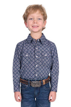 Pure Western Boys Douglas L/S Shirt (P5S3100070) Navy/White