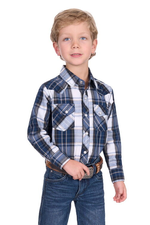 Pure Western Boys Nicholas L/S Shirt (P5S3100071) Navy/Tan