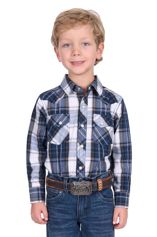 Pure Western Boys Nicholas L/S Shirt (P5S3100071) Navy/Tan