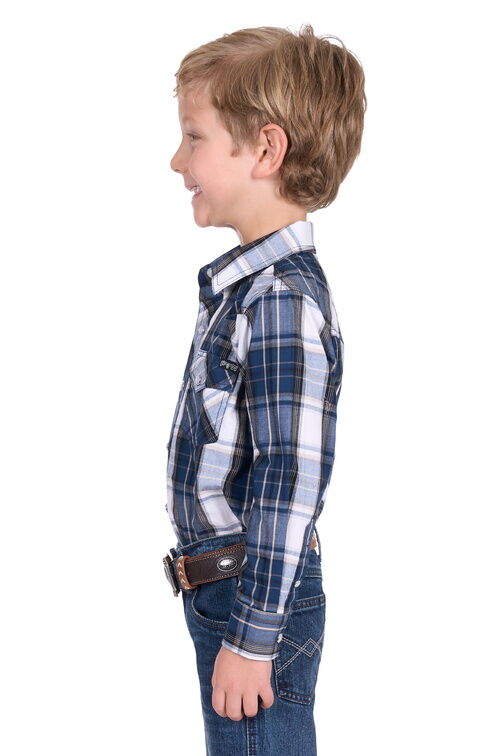 Pure Western Boys Nicholas L/S Shirt (P5S3100071) Navy/Tan