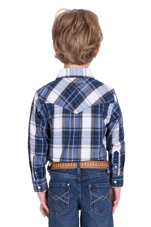 Pure Western Boys Nicholas L/S Shirt (P5S3100071) Navy/Tan