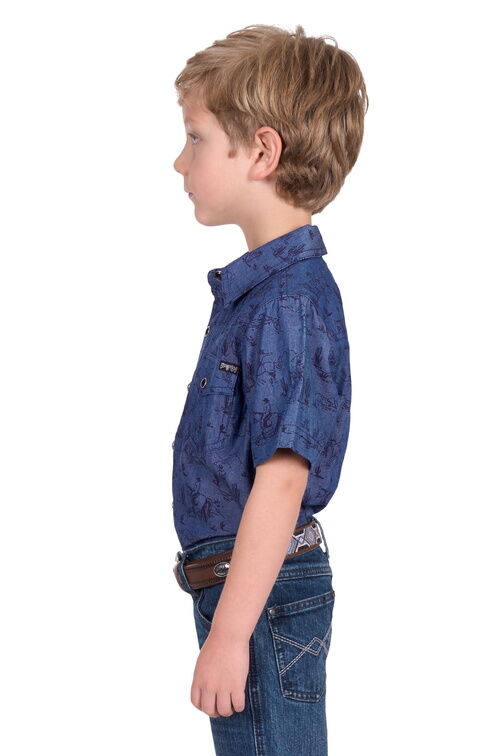 Pure Western Boys Travis S/S Shirt (P5S3103074) Chambray