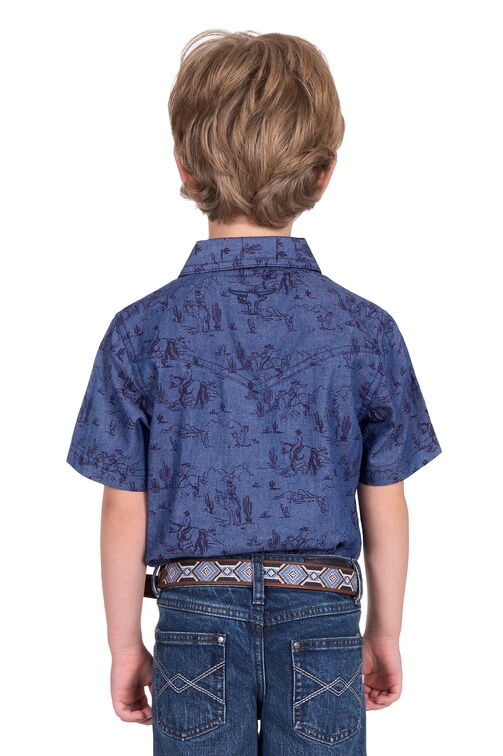 Pure Western Boys Travis S/S Shirt (P5S3103074) Chambray