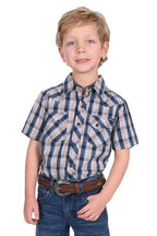 Pure Western Boys Peter S/S Shirt (P5S3103075) Navy/Tan