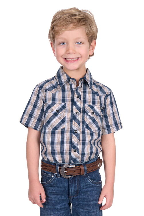 Pure Western Boys Peter S/S Shirt (P5S3103075) Navy/Tan