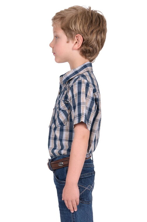 Pure Western Boys Peter S/S Shirt (P5S3103075) Navy/Tan