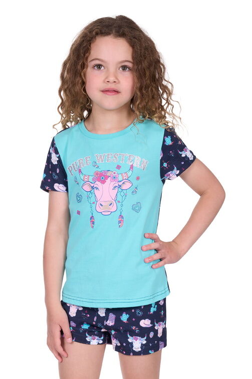 Pure Western Girls Cowgirl Pyjamas (P5S5942PJS) Navy/Aqua
