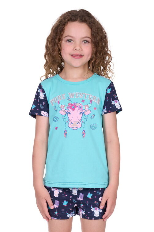 Pure Western Girls Cowgirl Pyjamas (P5S5942PJS) Navy/Aqua
