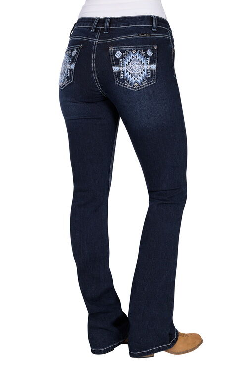 Pure Western Womens Lyn Relaxed Rider Jeans - 36 Leg (PCP2210128) Midnight