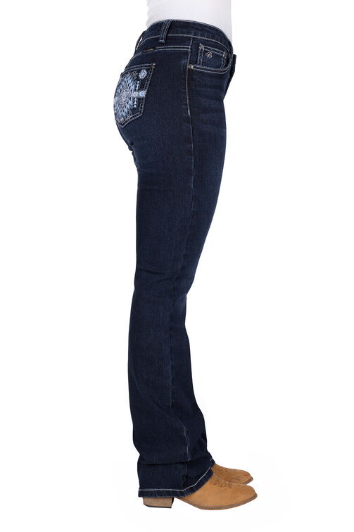 Pure Western Womens Lyn Relaxed Rider Jeans - 36 Leg (PCP2210128) Midnight