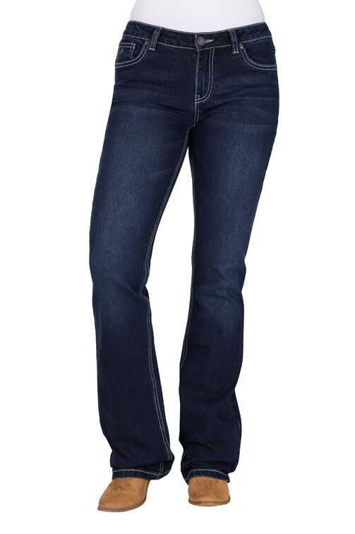 Pure Western Womens Lyn Relaxed Rider Jeans - 36 Leg (PCP2210128) Midnight