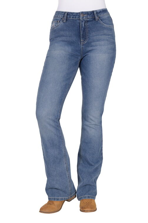 Pure Western Womens Pam Hi Rise Bootcut Jeans - 32 Leg (PCP2213129) Summer Sky