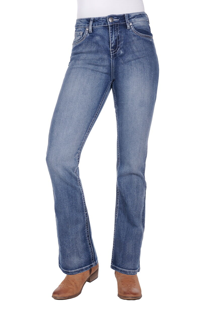 Pure Western Womens Jemma Hi Rise Bootcut Jeans - 30 Leg (PCP2213240) Moonshine
