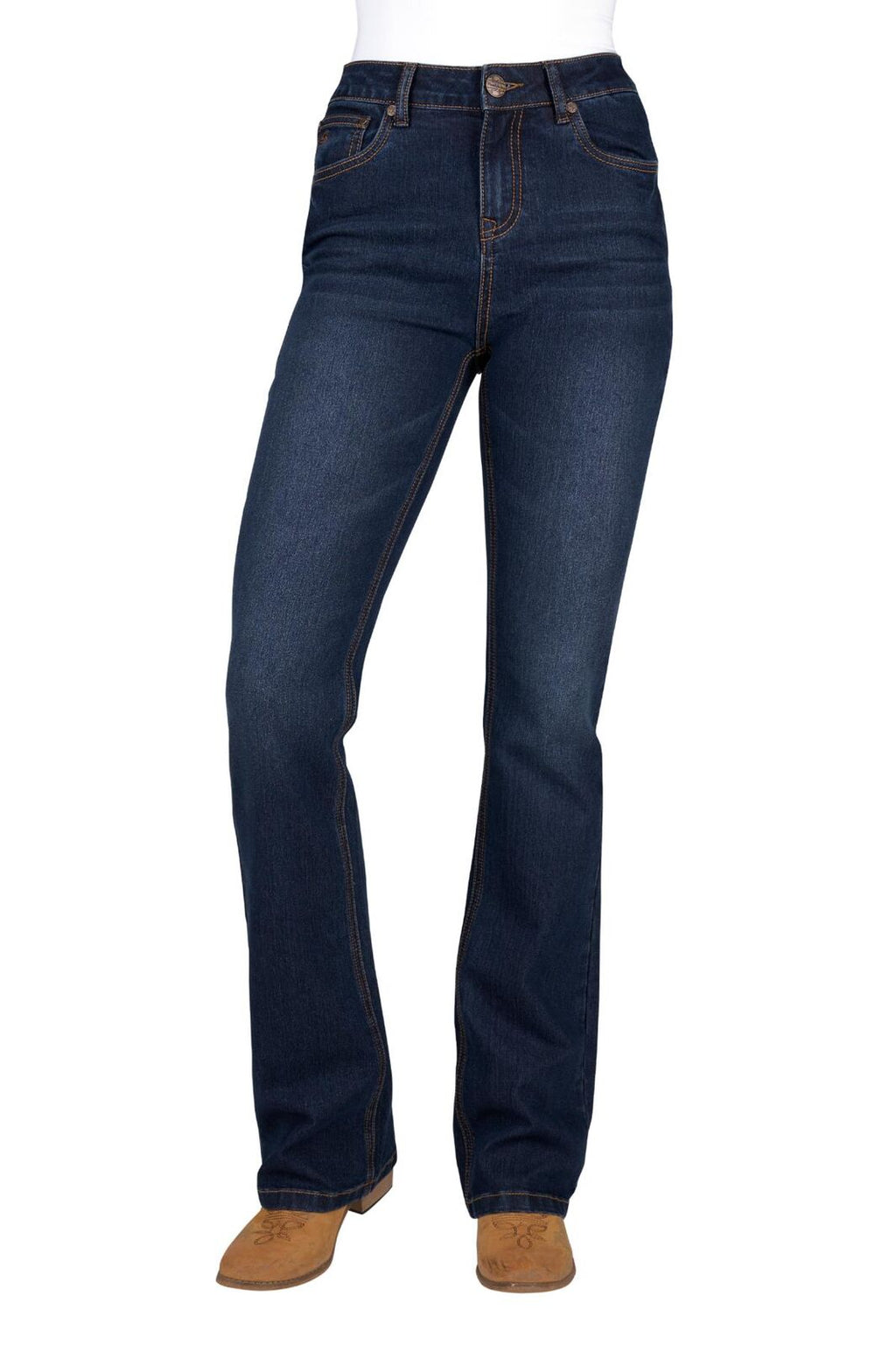 Pure Western Womens Sam High Rise Bootcut Jeans - 34 Leg (PCP2213035) Midnight