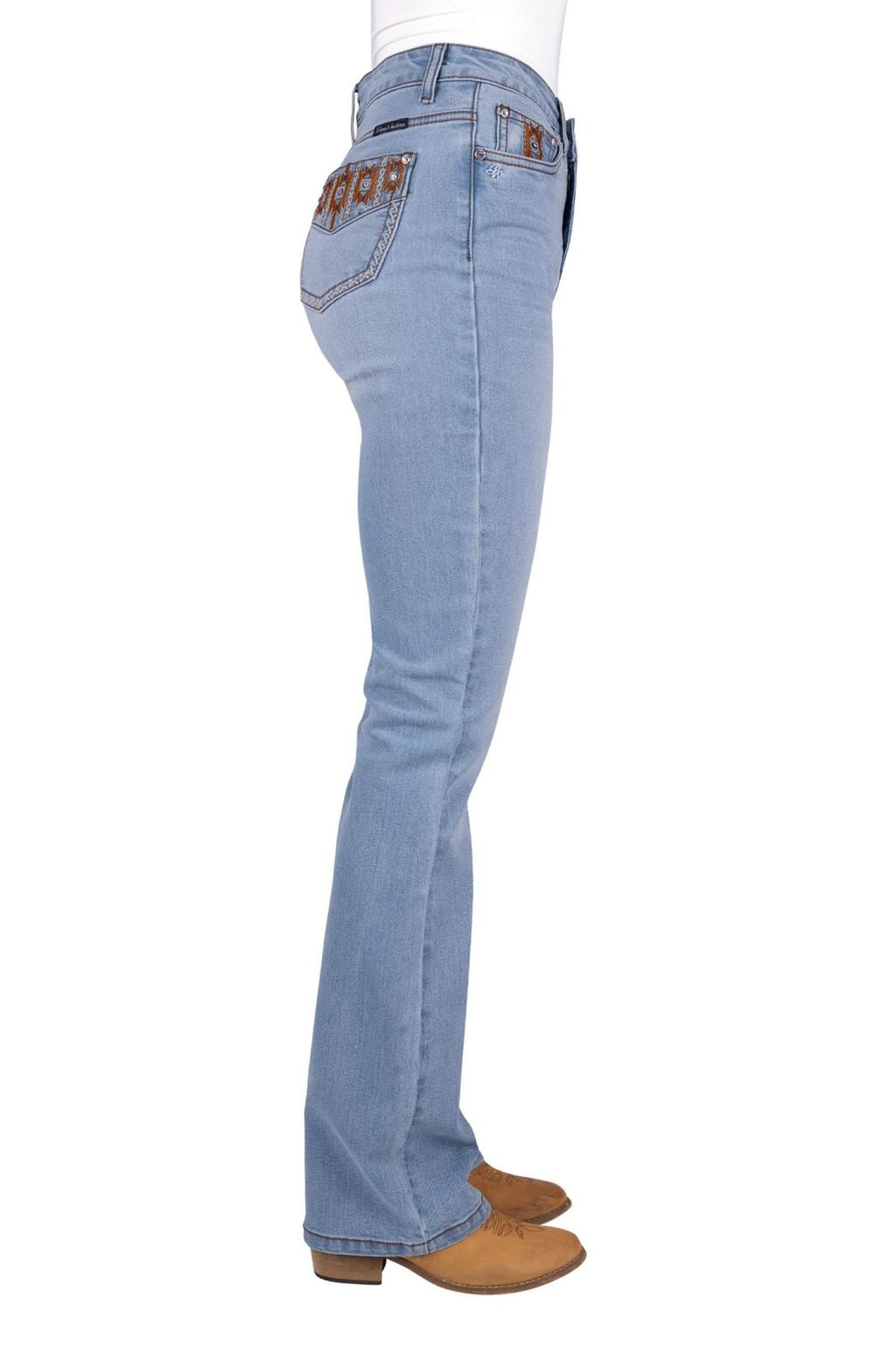 Pure Western Womens Liz High Rise Bootcut Jeans - 34 Leg (PCP2213039) Light Sky