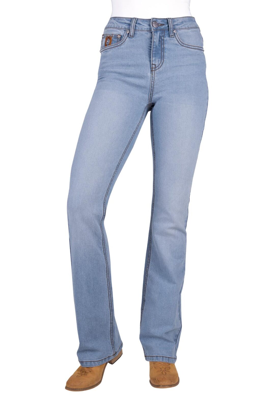 Pure Western Womens Liz High Rise Bootcut Jeans - 34 Leg (PCP2213039) Light Sky