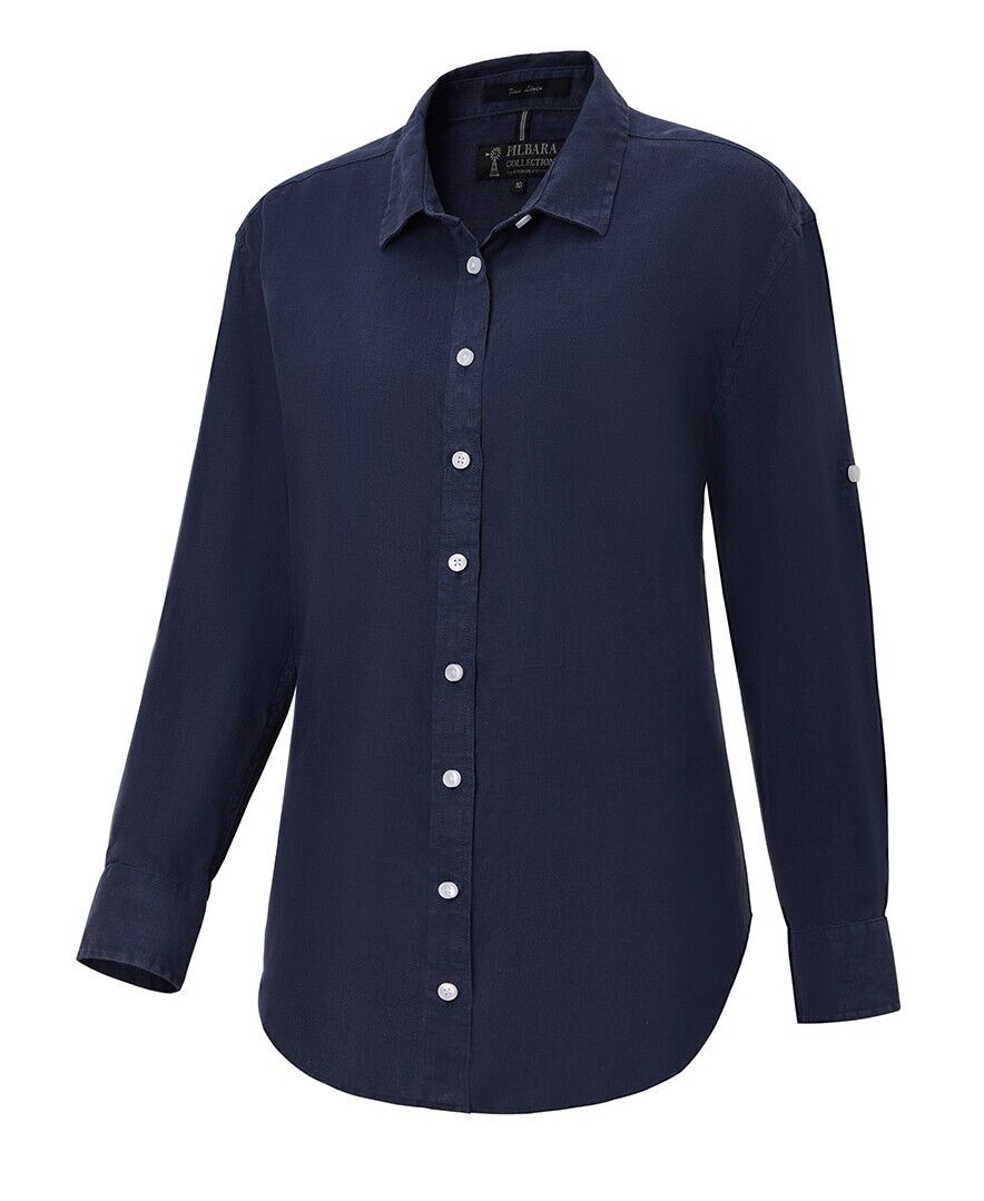 Ritemate Womens Pilbara Classic Fit Linen L/S Shirt (RMPC005) Navy