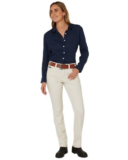 Ritemate Womens Pilbara Classic Fit Linen L/S Shirt (RMPC005) Navy