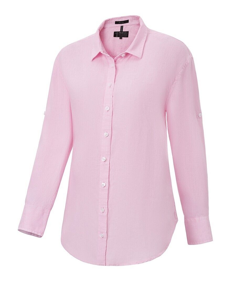 Ritemate Womens Pilbara Classic Fit Linen L/S Shirt (RMPC005) Pink