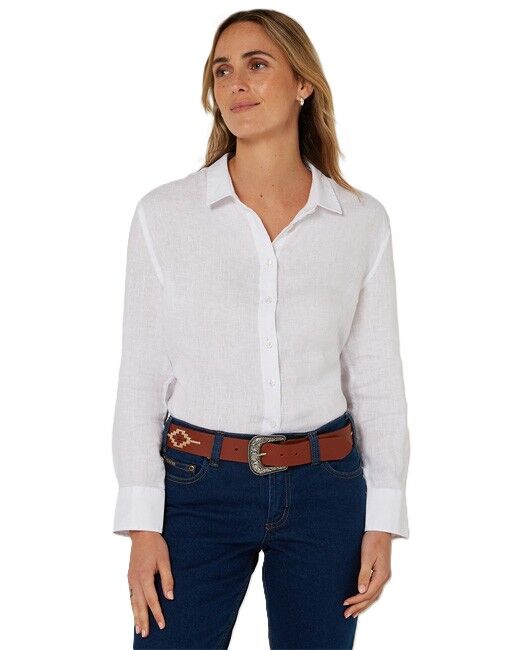Ritemate Womens Pilbara Linen L/S Shirt (RMPC005) White 