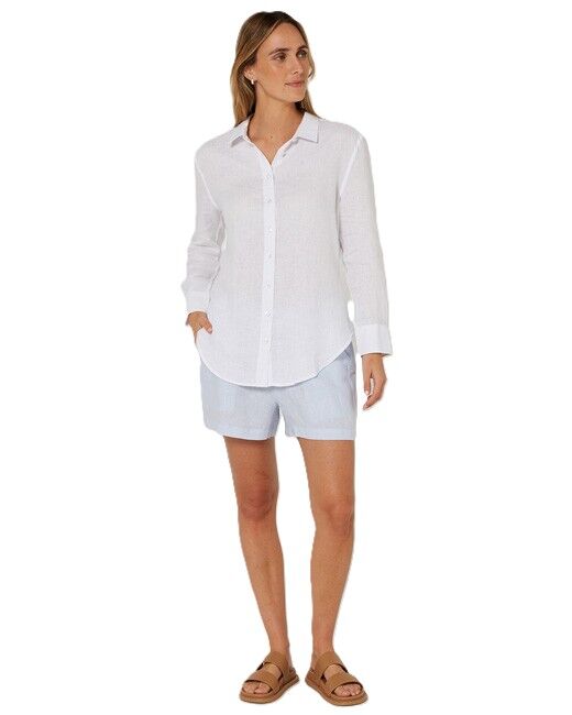 Ritemate Womens Pilbara Linen L/S Shirt (RMPC005) White 