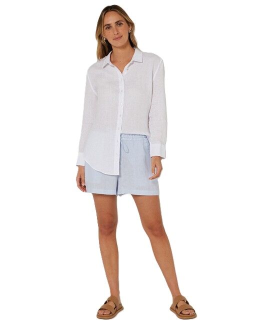 Ritemate Womens Pilbara Linen L/S Shirt (RMPC005) White 
