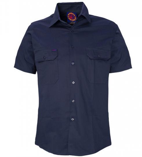 Ritemate Mens Open Front Heavy Weight S/S Work Shirt (RM1000S) Navy
