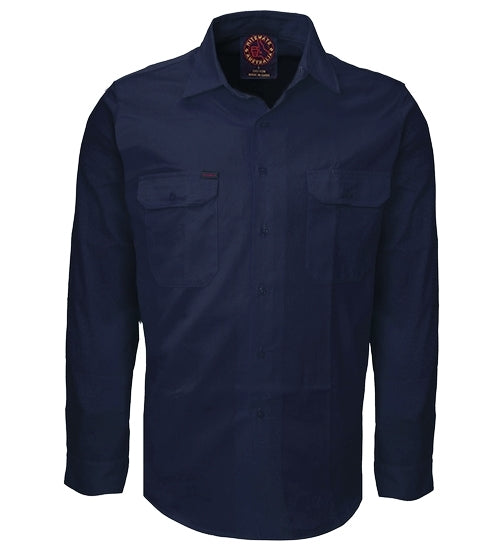 Ritemate Mens Open Front Heavy Weight L/S Work Shirt (RM1000) Navy