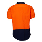 Ritemate Mens Hi Vis Open Front S/S Shirt (RM1050S) Orange/Navy