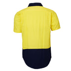 Ritemate Mens Hi Vis Open Front S/S Shirt (RM1050S) Yellow/Navy