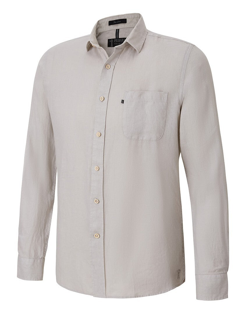 Ritemate Mens Pilbara Classic Fit Linen L/S Shirt (RMPC055) Flax [SD]