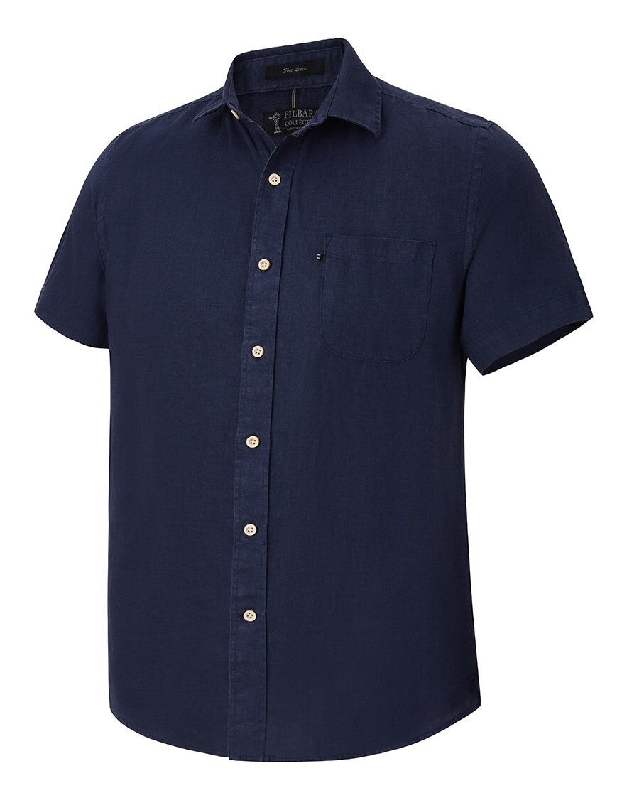 Ritemate Mens Pilbara Classic Fit Linen S/S Shirt (RMPC055S) Navy