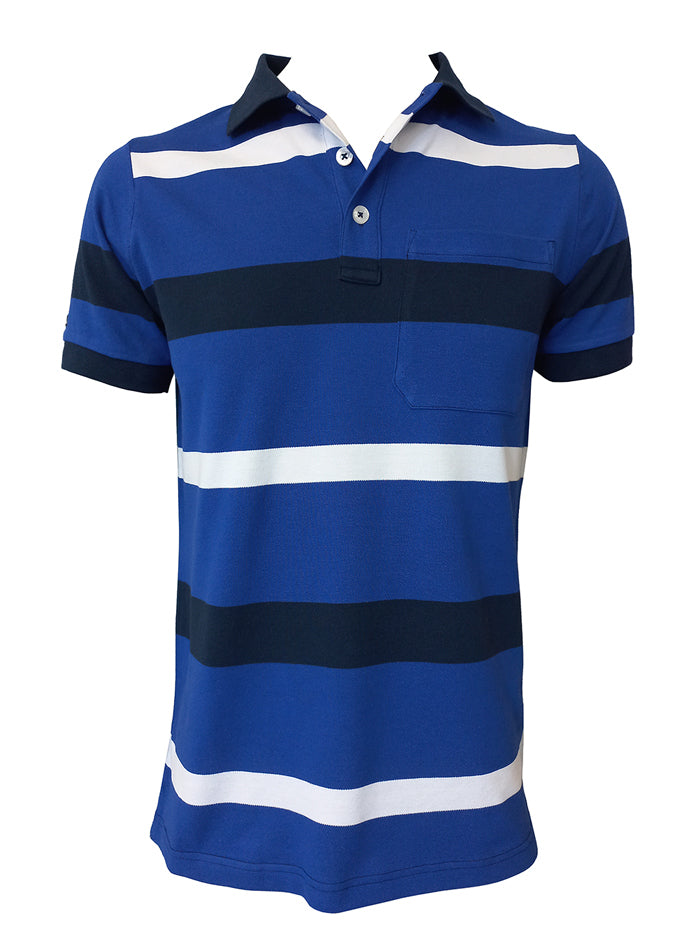 Ritemate Mens Pilbara Classic Cotton Polo (RMPC098) Royal/French Navy/White [SD]