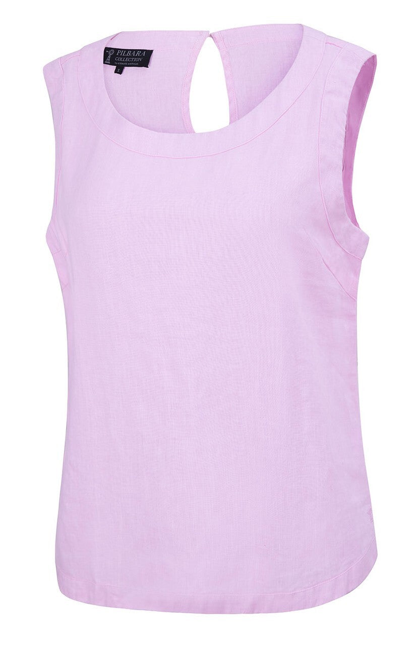 Ritemate Womens Pilbara Linen Singlet (RMPC132) Pink