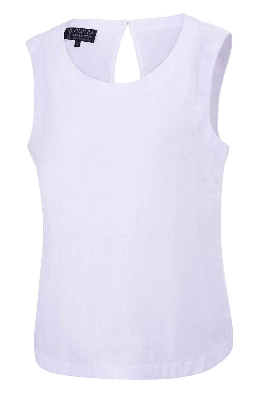 Ritemate Womens Pilbara Linen Singlet (RMPC132) White