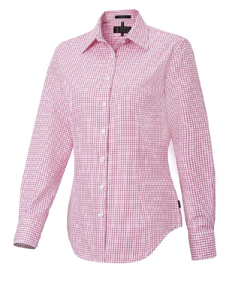 Ritemate Womens Pilbara Classic Fit Cotton L/S Shirt (RMPC115) Pink/White Check