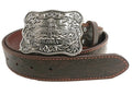 Ritemate Unisex Pilbara Western Rodeo Buckle Tooled Leather Belt (RMPW003) Dark Brown