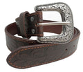 Ritemate Unisex Pilbara Western Dress Buckle Tooled Leather Belt (RMPW004) Dark Brown