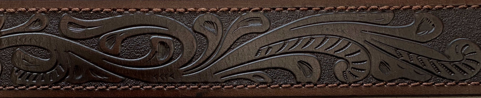Ritemate Unisex Pilbara Western Dress Buckle Tooled Leather Belt (RMPW004) Dark Brown
