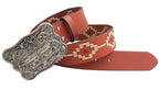Ritemate Unisex Pilbara Western Rodeo Buckle Navajo Leather Belt (RMPW006) Tan