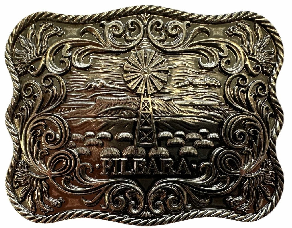 Ritemate Unisex Pilbara Western Rodeo Buckle Navajo Leather Belt (RMPW006) Tan