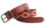 Ritemate Unisex Pilbara Western Oval Buckle Navajo Leather Belt (RMPW008) Tan