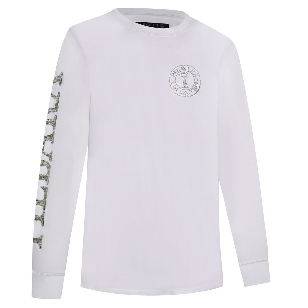 Ritemate Mens Pilbara Crew Neck L/S Tee (RMPC148) White