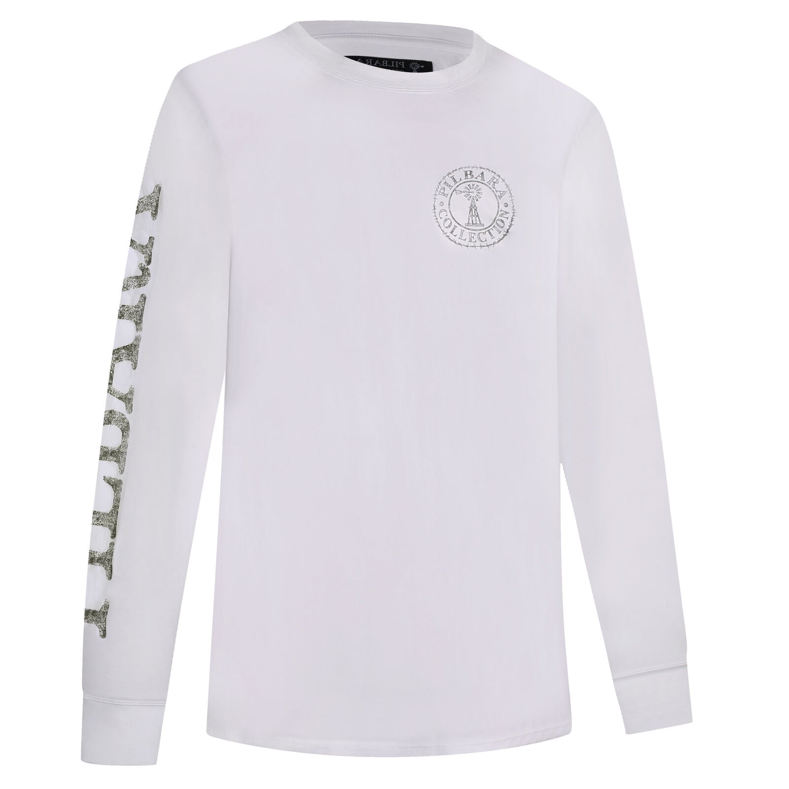 Ritemate Mens Pilbara Crew Neck L/S Tee (RMPC148) White