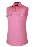 Ritemate Womens Pilbara Closed Front Sleeveless Workshirt (RM900CF) Blush