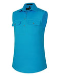 Ritemate Womens Pilbara Closed Front Sleeveless Workshirt (RM900CF) Cornflower