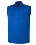 Ritemate Mens Pilbara Closed Front Sleeveless Workshirt (RM700CF) Cobalt Blue