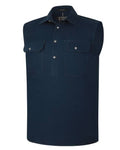 Ritemate Mens Pilbara Closed Front Sleeveless Workshirt (RM700CF) French Navy